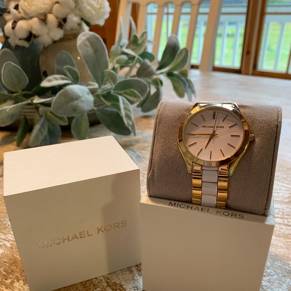 Michale Kors Gold & White Watch
